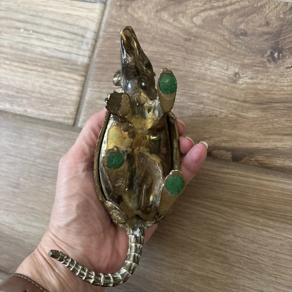 Rare Vintage Solid Brass Armadillo Figurine 7